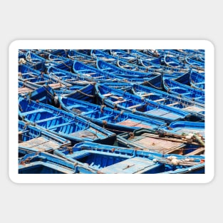 Blue fishing boats harbour Sticker